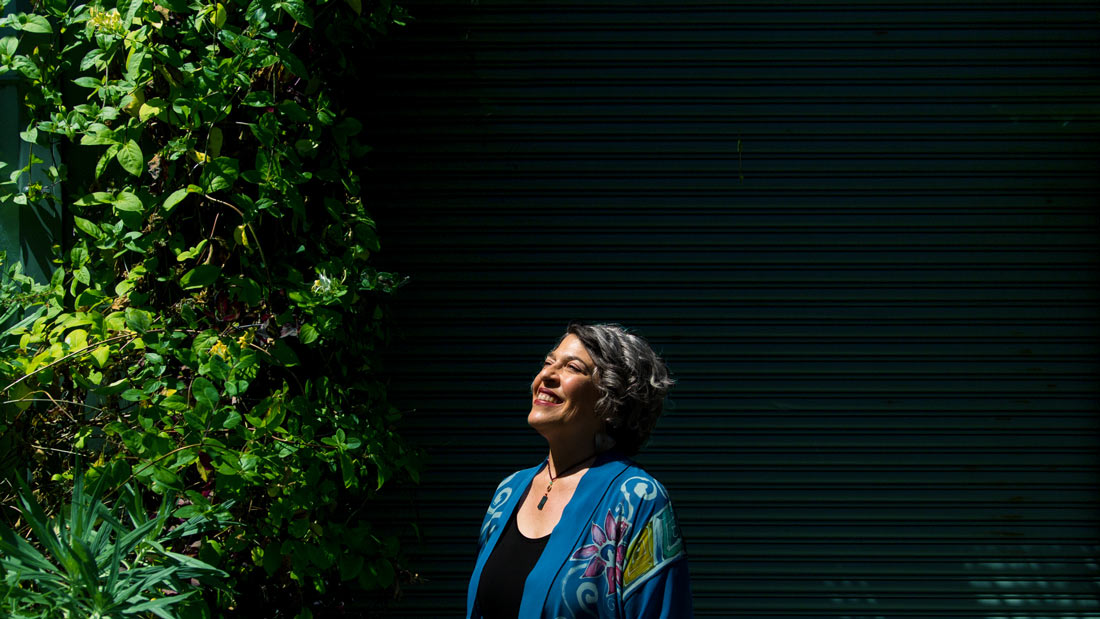 Photo of Karen Erlichman with the sun on her face